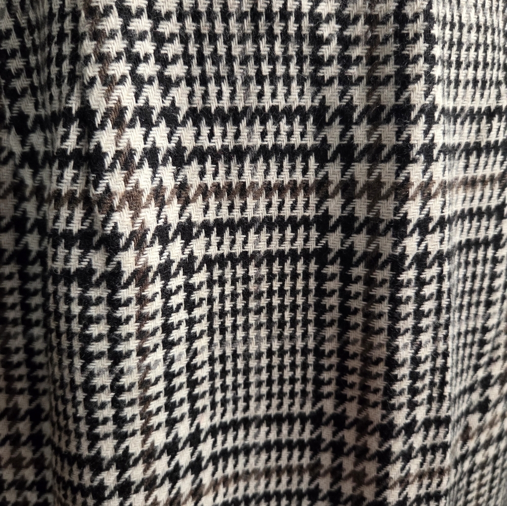 Classic Black & White Plaid Pencil Skirt 100% Wool Vtg Size 12 - Picture 4 of 6